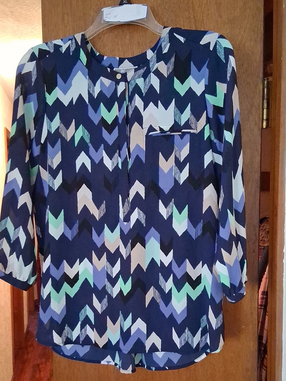 JM Collection Navy Print with Mint and Light Blue Accents